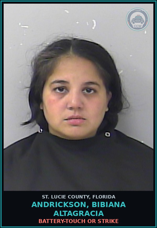Booking mugshot of Andrickson, Bibiana Altagracia in St. Lucie County