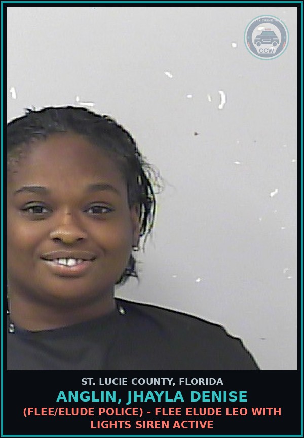 Booking mugshot of Anglin, Jhayla Denise in St. Lucie County