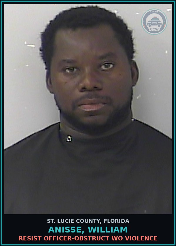 Booking mugshot of Anisse, William in St. Lucie County