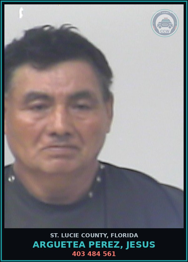 Booking mugshot of Arguetea Perez, Jesus in St. Lucie County