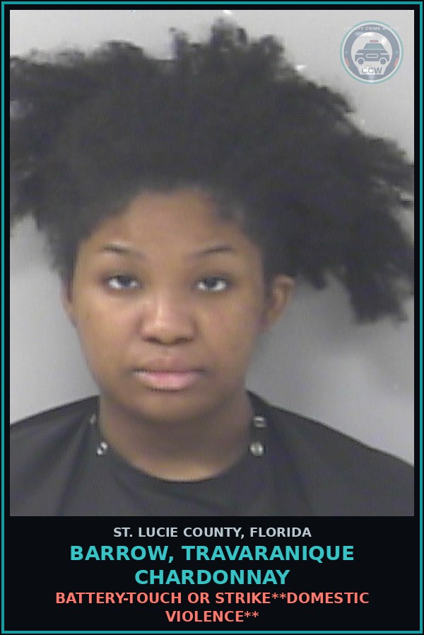Booking mugshot of Barrow, Travaranique Chardonnay in St. Lucie County