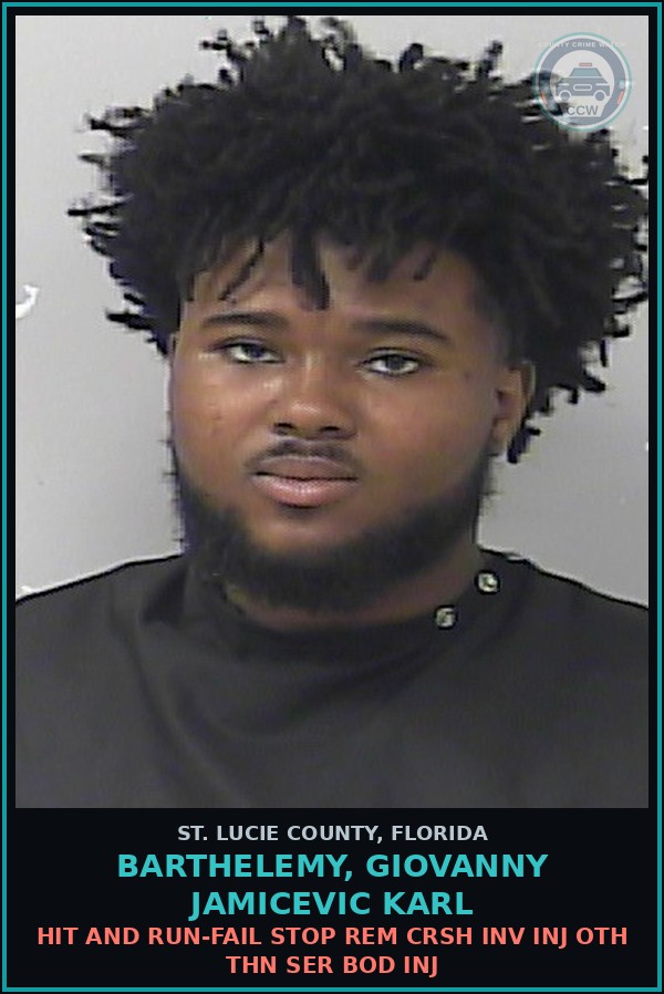 Booking mugshot of Barthelemy, Giovanny Jamicevic Karl in St. Lucie County