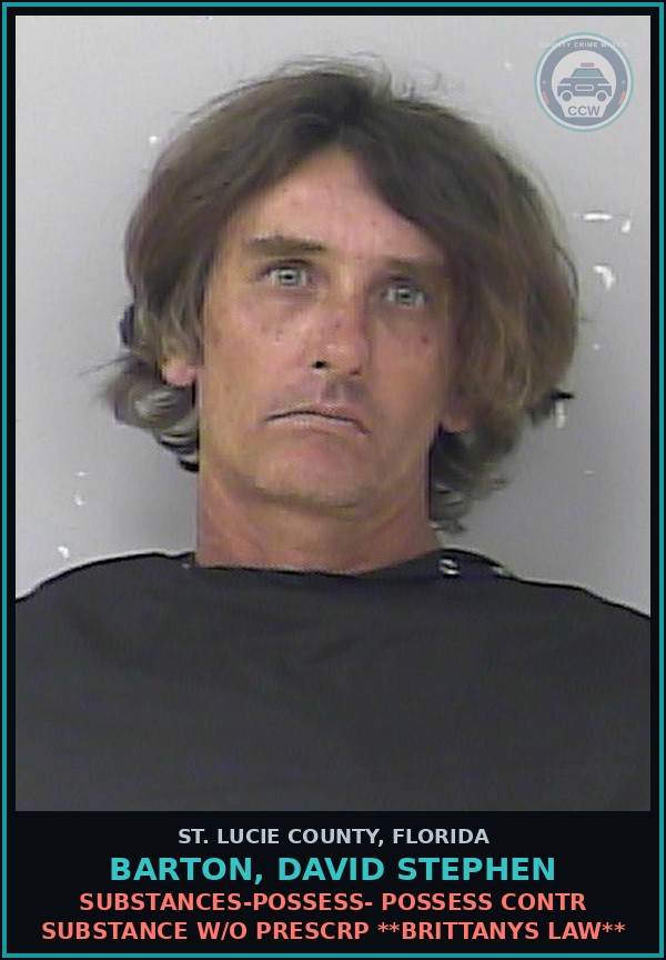 Booking mugshot of Barton, David Stephen in St. Lucie County