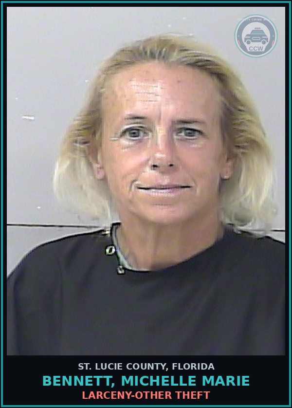 Booking mugshot of Bennett, Michelle Marie in St. Lucie County