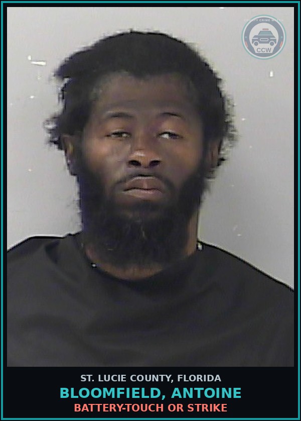 Booking mugshot of Bloomfield, Antoine in St. Lucie County
