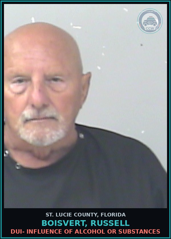 Booking mugshot of Boisvert, Russell in St. Lucie County