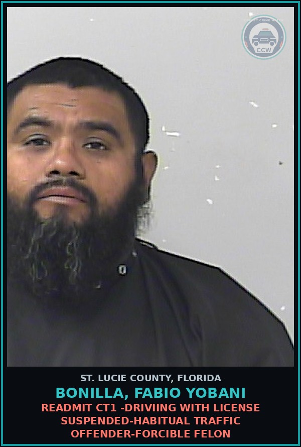 Booking mugshot of Bonilla, Fabio Yobani in St. Lucie County