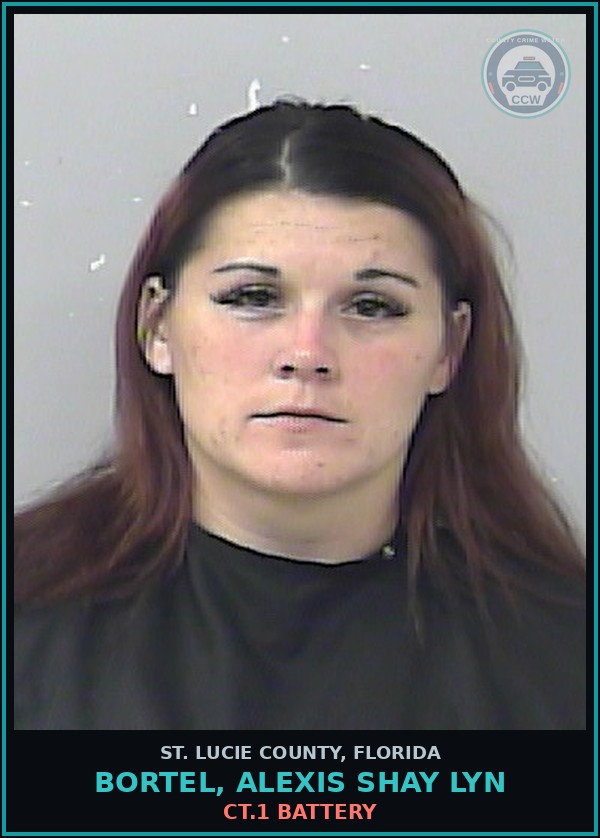 Booking mugshot of Bortel, Alexis Shay Lyn in St. Lucie County