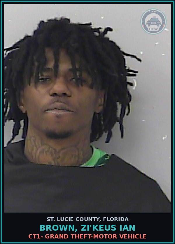 Booking mugshot of Brown, Zi'keus Ian in St. Lucie County