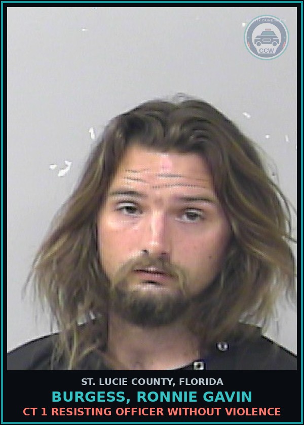 Booking mugshot of Burgess, Ronnie Gavin in St. Lucie County