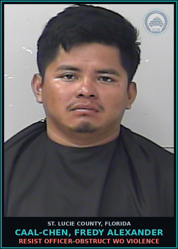 Booking mugshot of Caal-chen, Fredy Alexander in St. Lucie County
