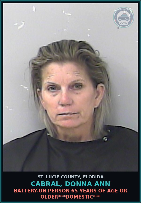 Booking mugshot of Cabral, Donna Ann in St. Lucie County