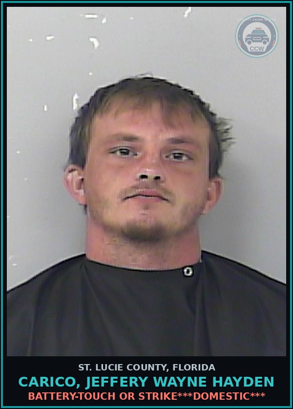 Booking mugshot of Carico, Jeffery Wayne Hayden in St. Lucie County