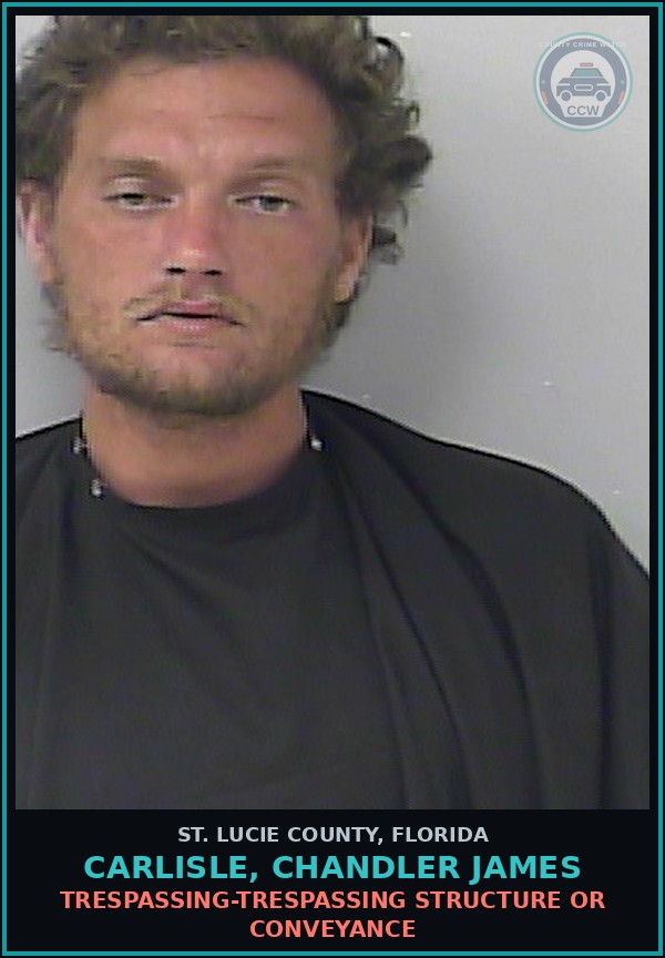 Booking mugshot of Carlisle, Chandler James in St. Lucie County