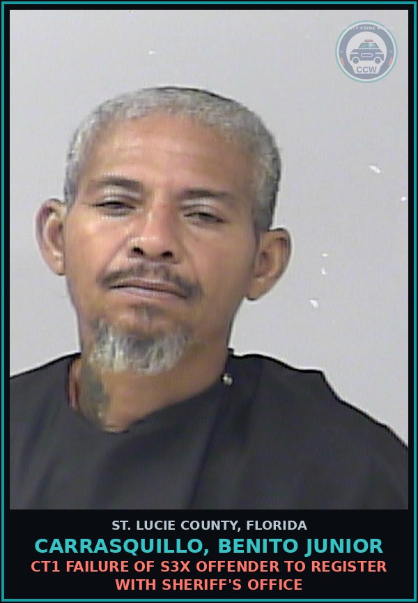 Booking mugshot of Carrasquillo, Benito Junior in St. Lucie County