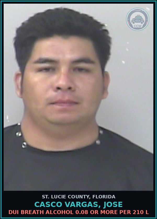 Booking mugshot of Casco Vargas, Jose in St. Lucie County