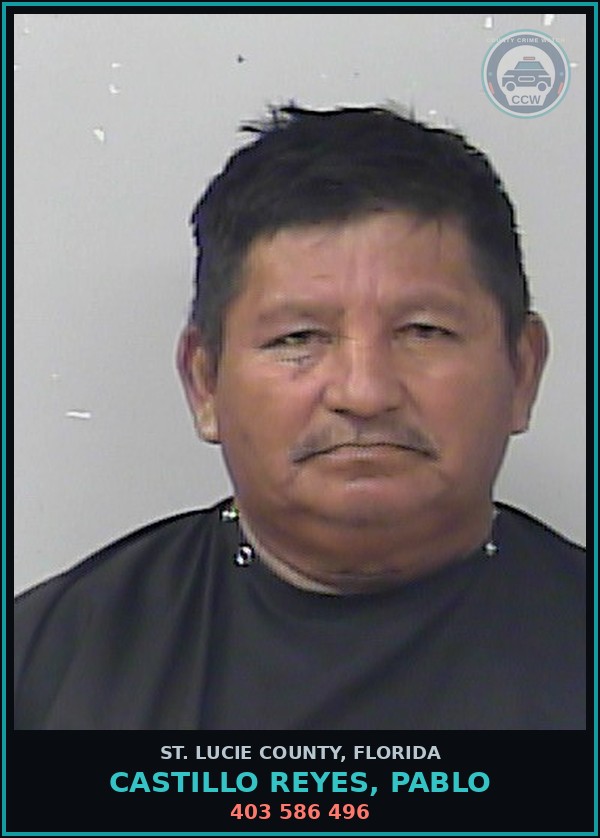 Booking mugshot of Castillo Reyes, Pablo in St. Lucie County