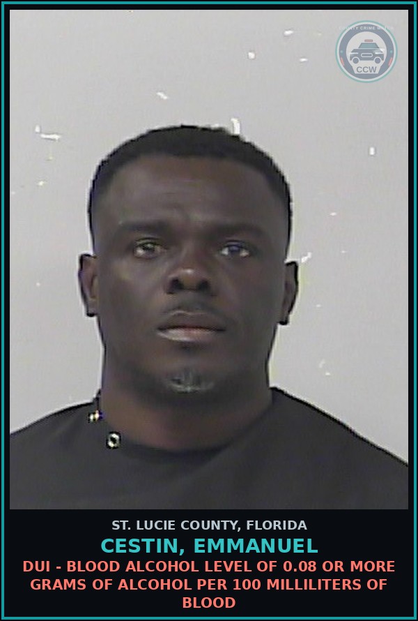 Booking mugshot of Cestin, Emmanuel in St. Lucie County