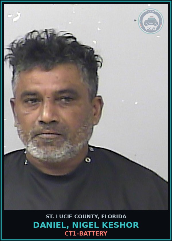 Booking mugshot of Daniel, Nigel Keshor in St. Lucie County