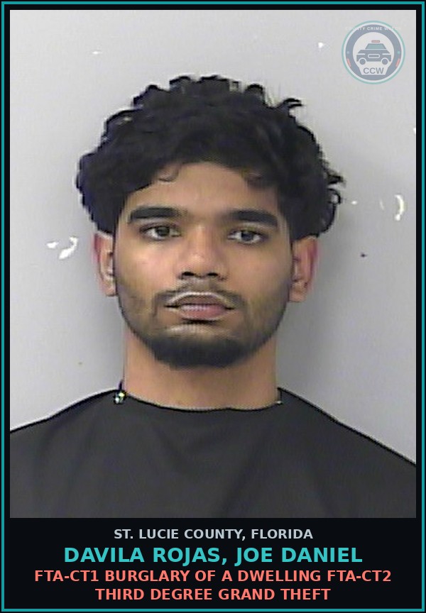 Booking mugshot of Davila Rojas, Joe Daniel in St. Lucie County