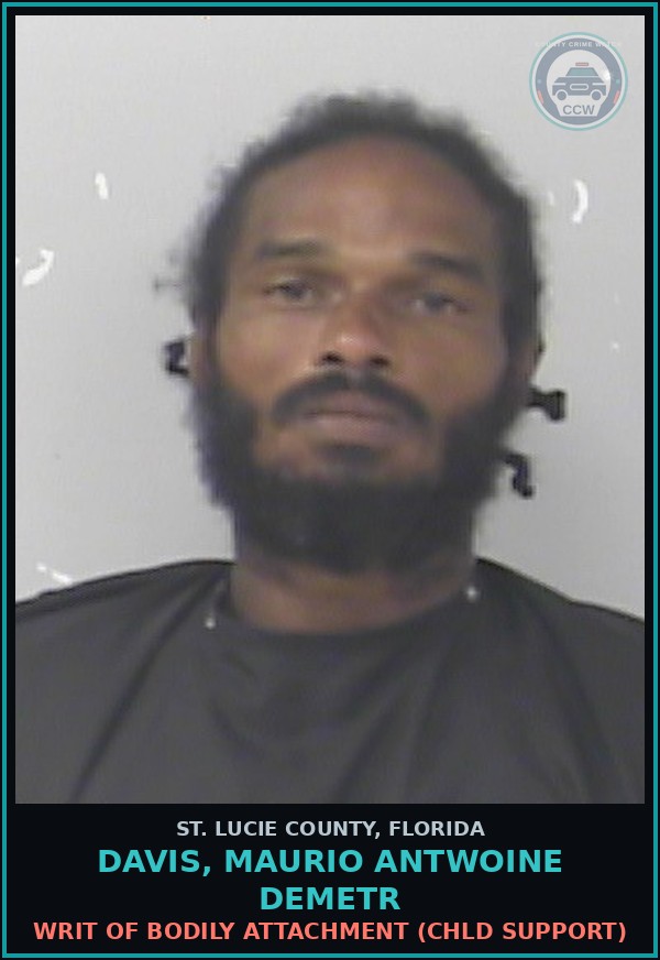Booking mugshot of Davis, Maurio Antwoine Demetr in St. Lucie County