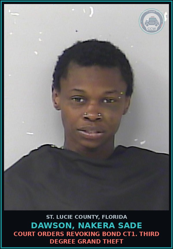 Booking mugshot of Dawson, Nakera Sade in St. Lucie County