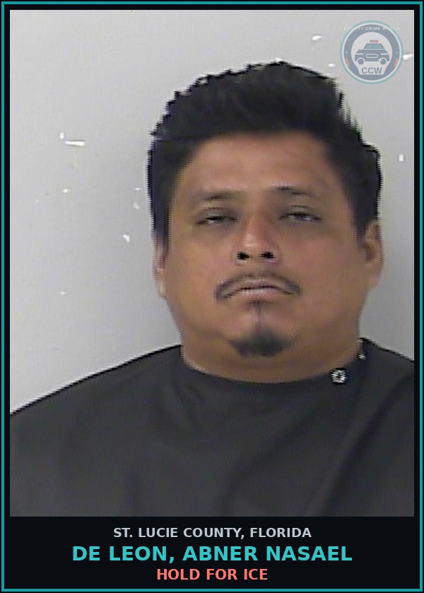 Booking mugshot of De Leon, Abner Nasael in St. Lucie County