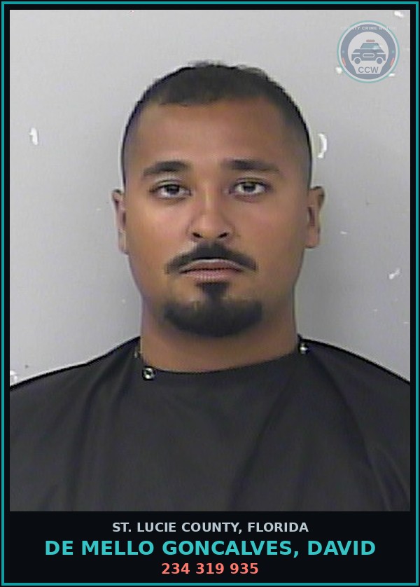 Booking mugshot of De Mello Goncalves, David in St. Lucie County