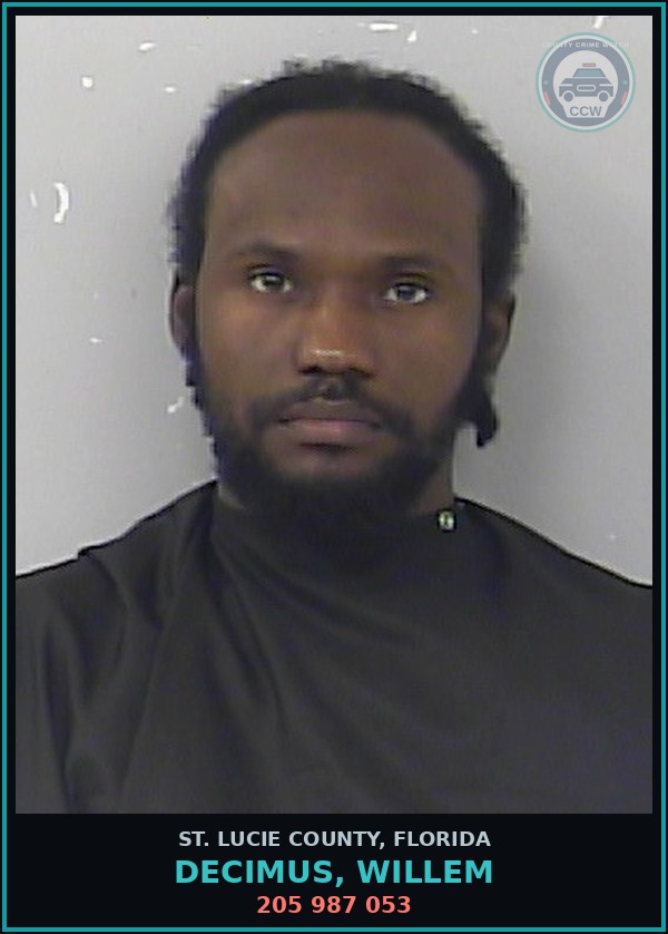 Booking mugshot of Decimus, Willem in St. Lucie County