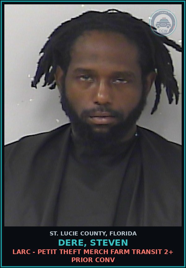 Booking mugshot of Dere, Steven in St. Lucie County