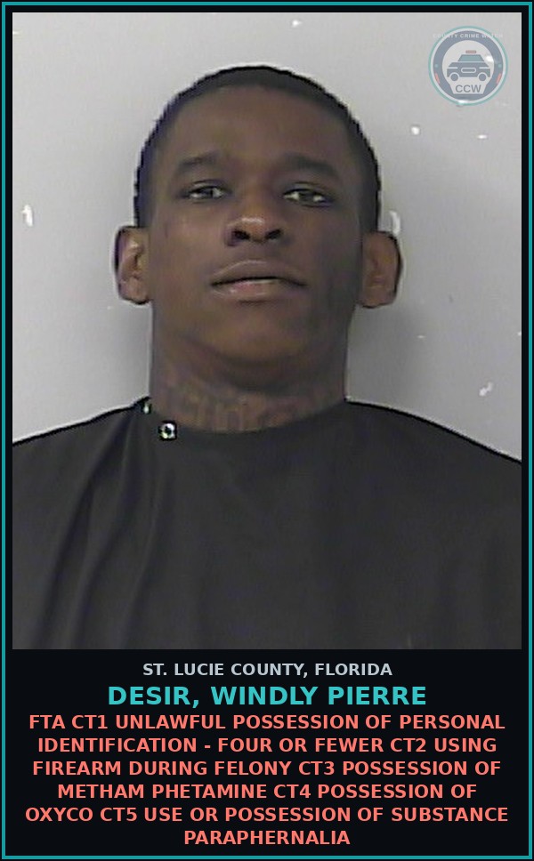 Booking mugshot of Desir, Windly Pierre in St. Lucie County