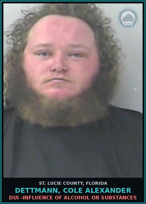 Booking mugshot of Dettmann, Cole Alexander in St. Lucie County