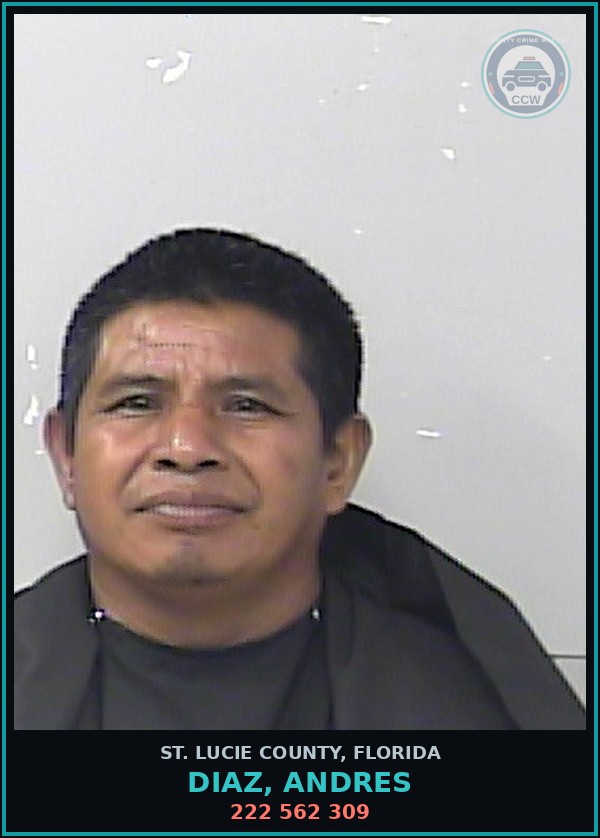 Booking mugshot of Diaz, Andres in St. Lucie County