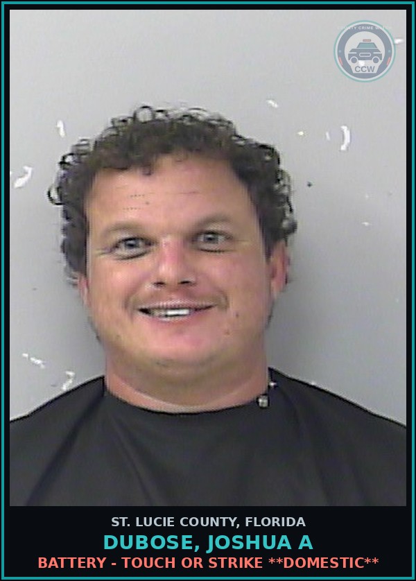 Booking mugshot of Dubose, Joshua A in St. Lucie County