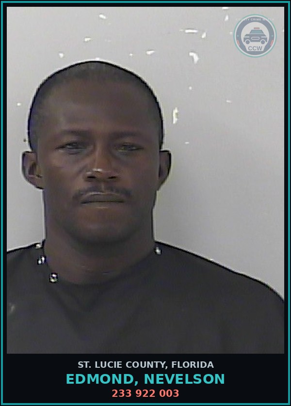Booking mugshot of Edmond, Nevelson in St. Lucie County