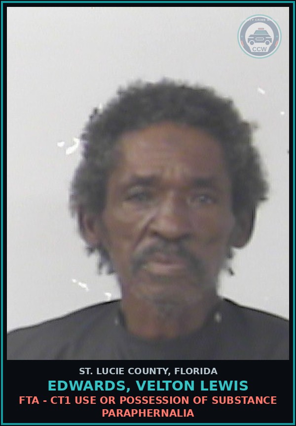 Booking mugshot of Edwards, Velton Lewis in St. Lucie County
