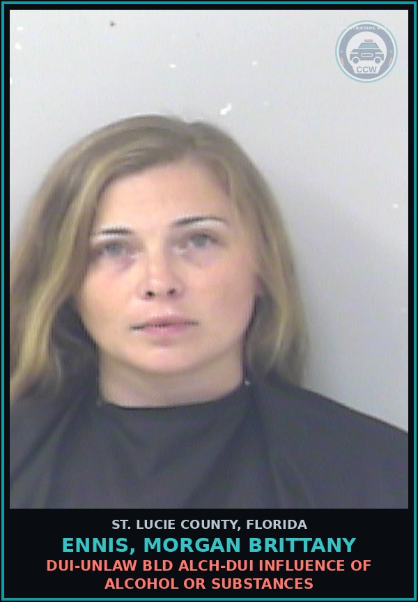Booking mugshot of Ennis, Morgan Brittany in St. Lucie County