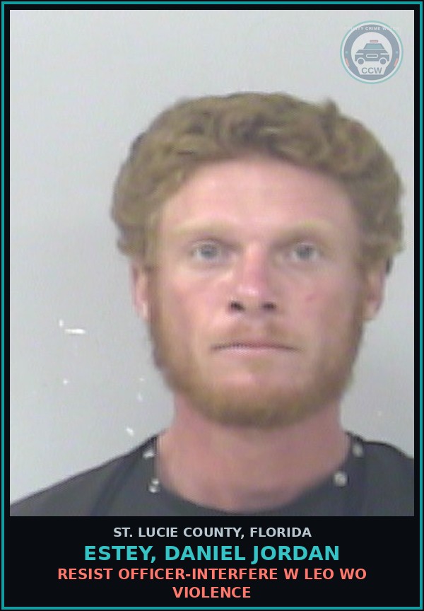 Booking mugshot of Estey, Daniel Jordan in St. Lucie County