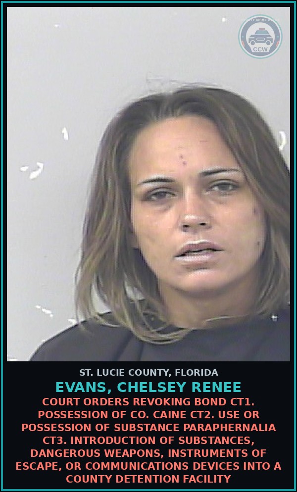 Booking mugshot of Evans, Chelsey Renee in St. Lucie County