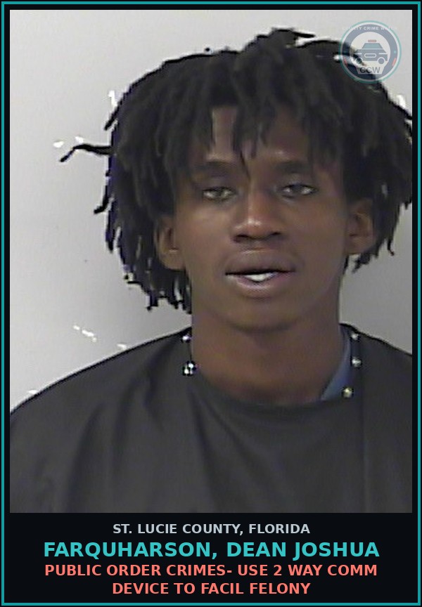 Booking mugshot of Farquharson, Dean Joshua in St. Lucie County