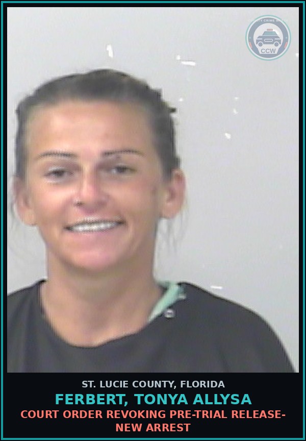 Booking mugshot of Ferbert, Tonya Allysa in St. Lucie County
