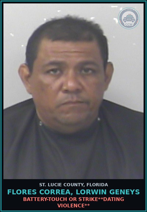 Booking mugshot of Flores Correa, Lorwin Geneys in St. Lucie County