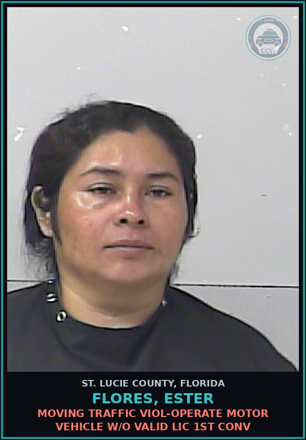 Booking mugshot of Flores, Ester in St. Lucie County