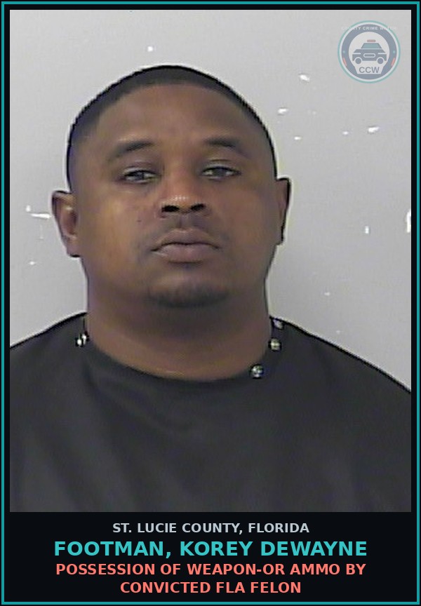 Booking mugshot of Footman, Korey Dewayne in St. Lucie County
