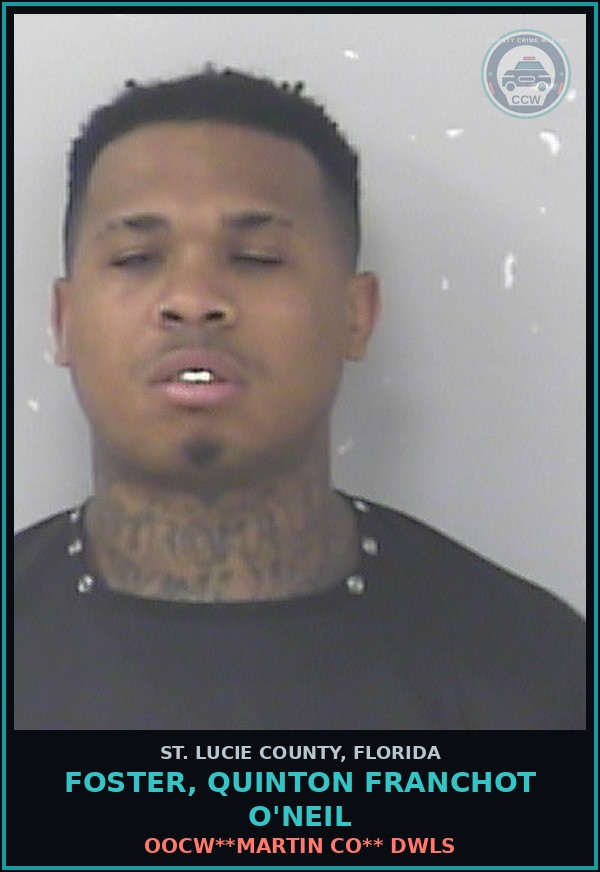 Booking mugshot of Foster, Quinton Franchot O'neil in St. Lucie County