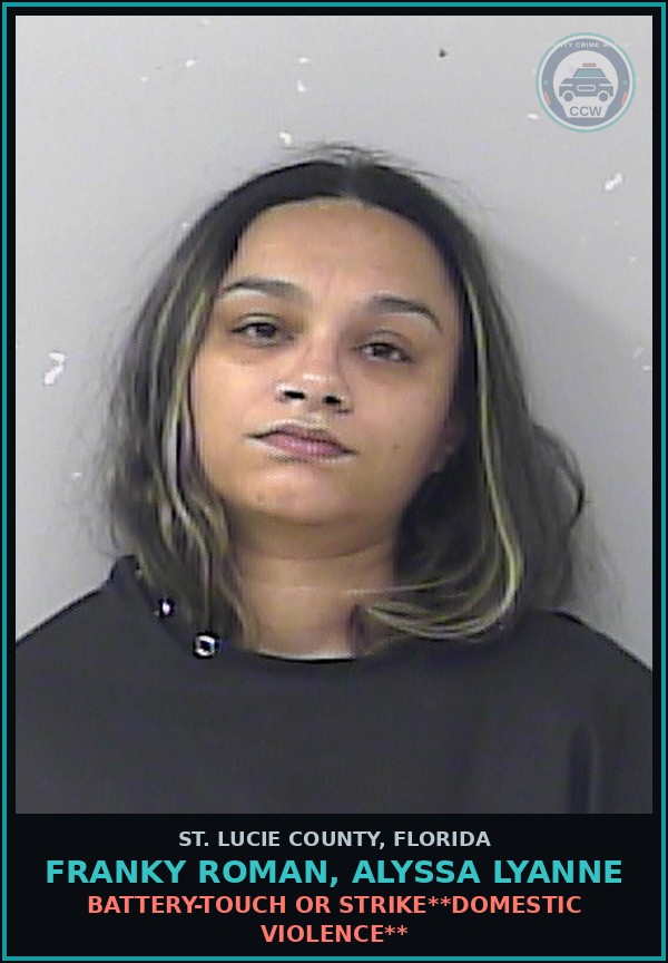 Booking mugshot of Franky Roman, Alyssa Lyanne in St. Lucie County