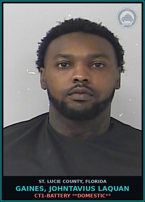 Booking mugshot of Gaines, Johntavius Laquan in St. Lucie County