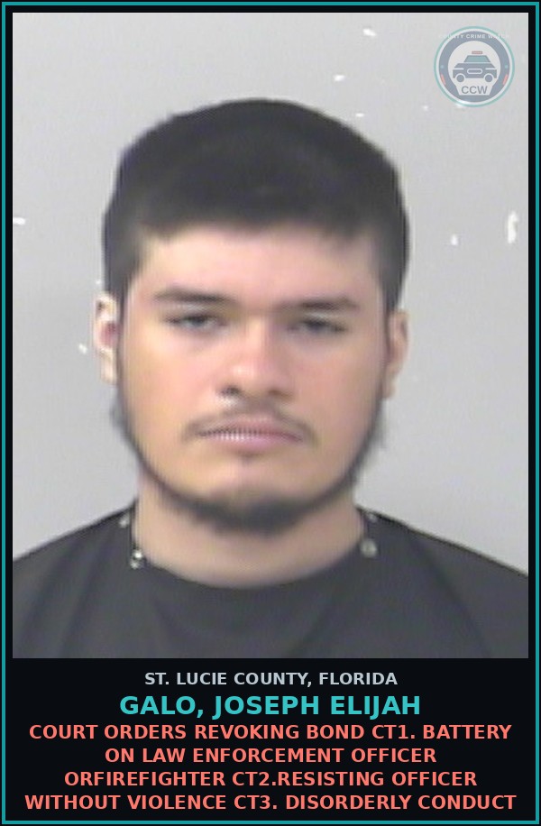 Booking mugshot of Galo, Joseph Elijah in St. Lucie County