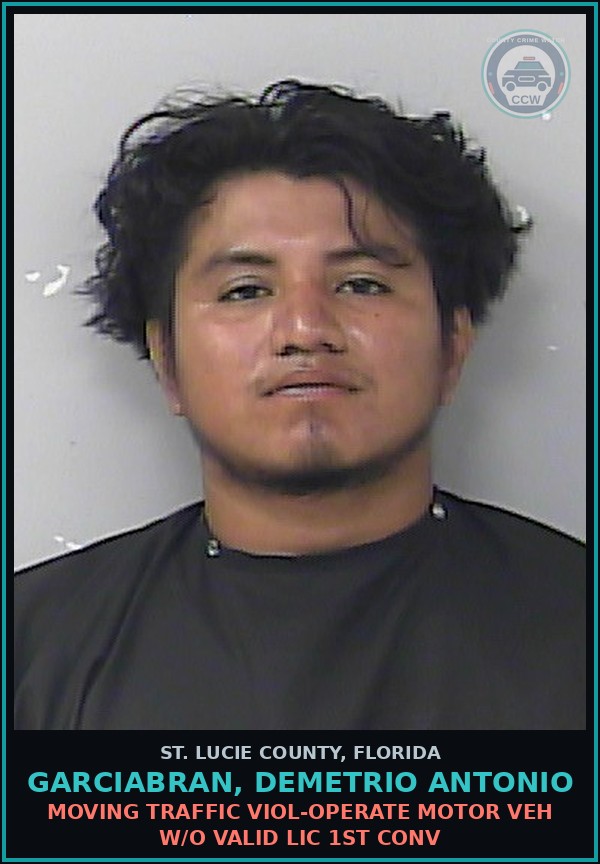 Booking mugshot of Garciabran, Demetrio Antonio in St. Lucie County