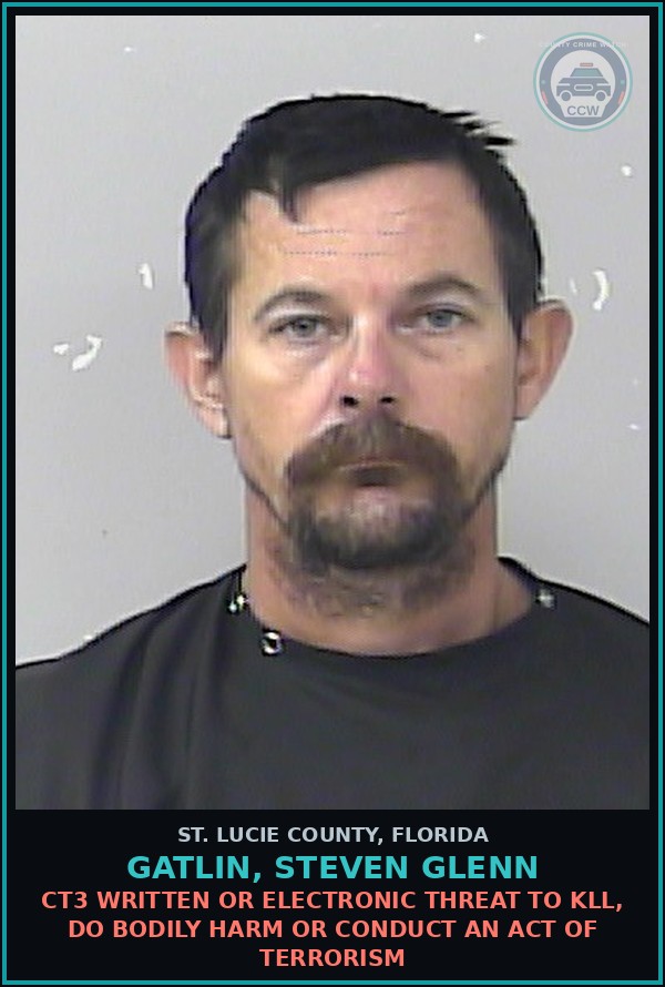 Booking mugshot of Gatlin, Steven Glenn in St. Lucie County